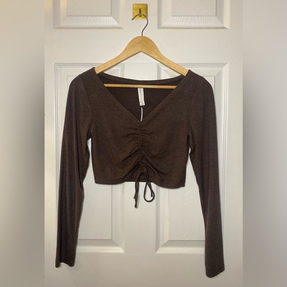 Daily Practice by Anthropologie | NWT‎ Small Cocoa Brown The Humboldt Top - Picture 2 of 5